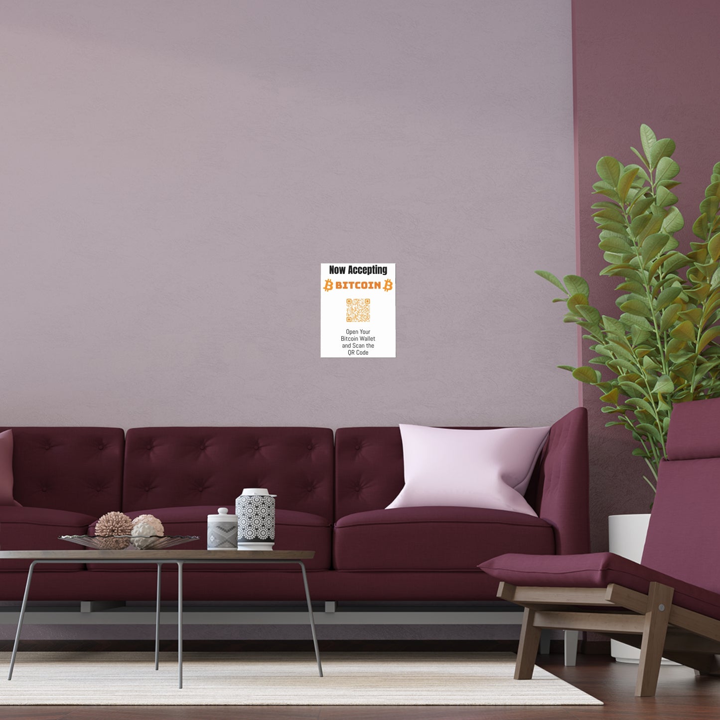 Now Accepting Bitcoin! Custom QR Code Silk Poster, Indoor and Outdoor Sign