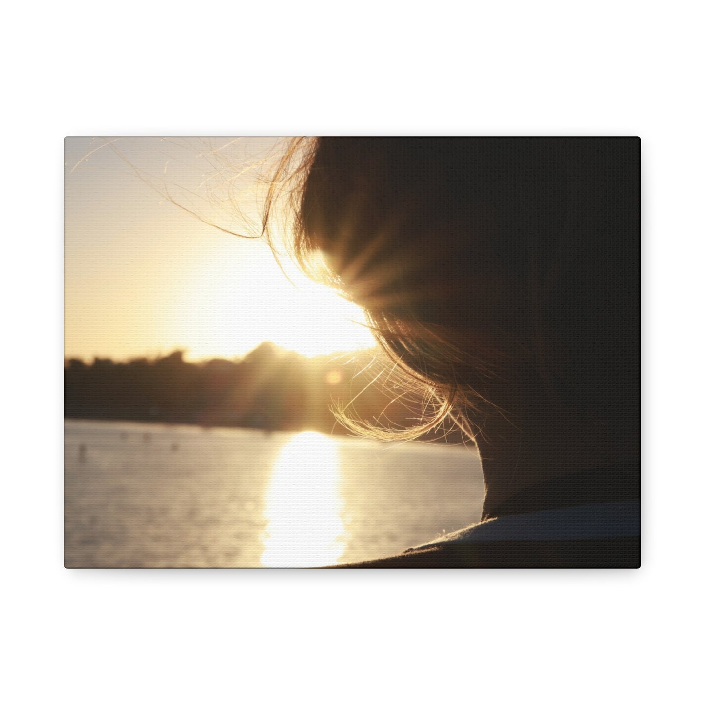 Canvas Print Women Silhouette Sunset Flare