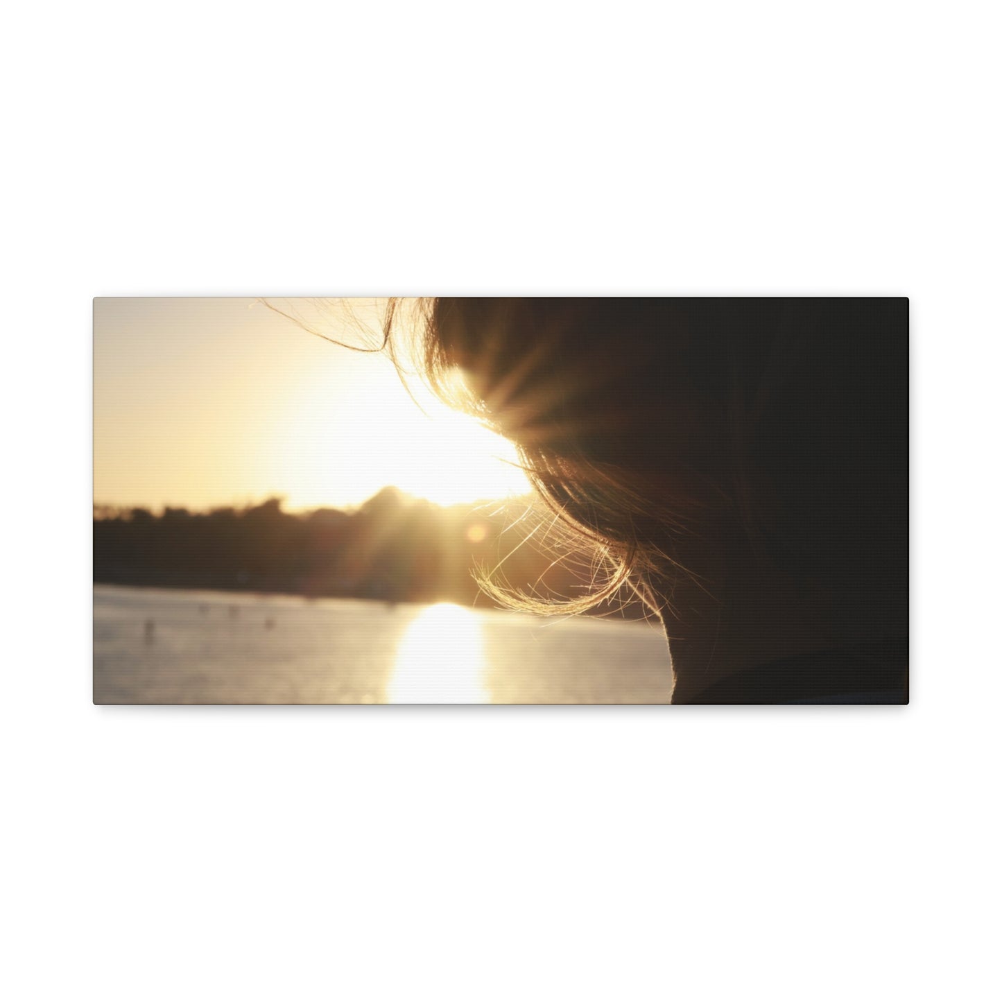 Canvas Print Women Silhouette Sunset Flare