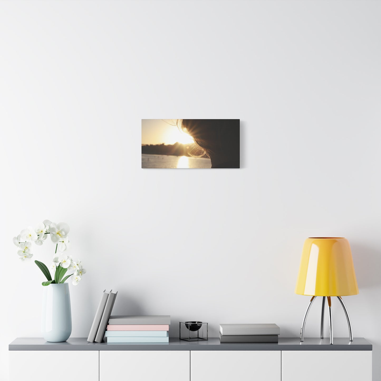 Canvas Print Women Silhouette Sunset Flare