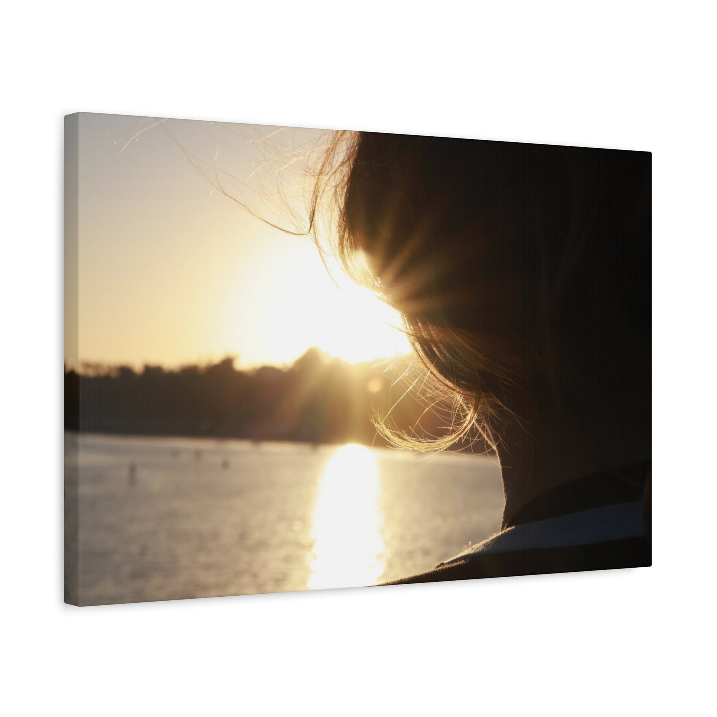Canvas Print Women Silhouette Sunset Flare