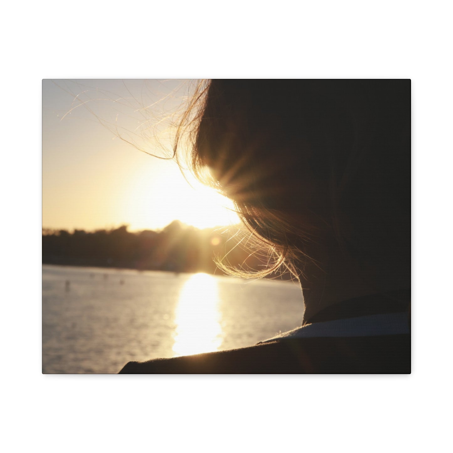 Canvas Print Women Silhouette Sunset Flare