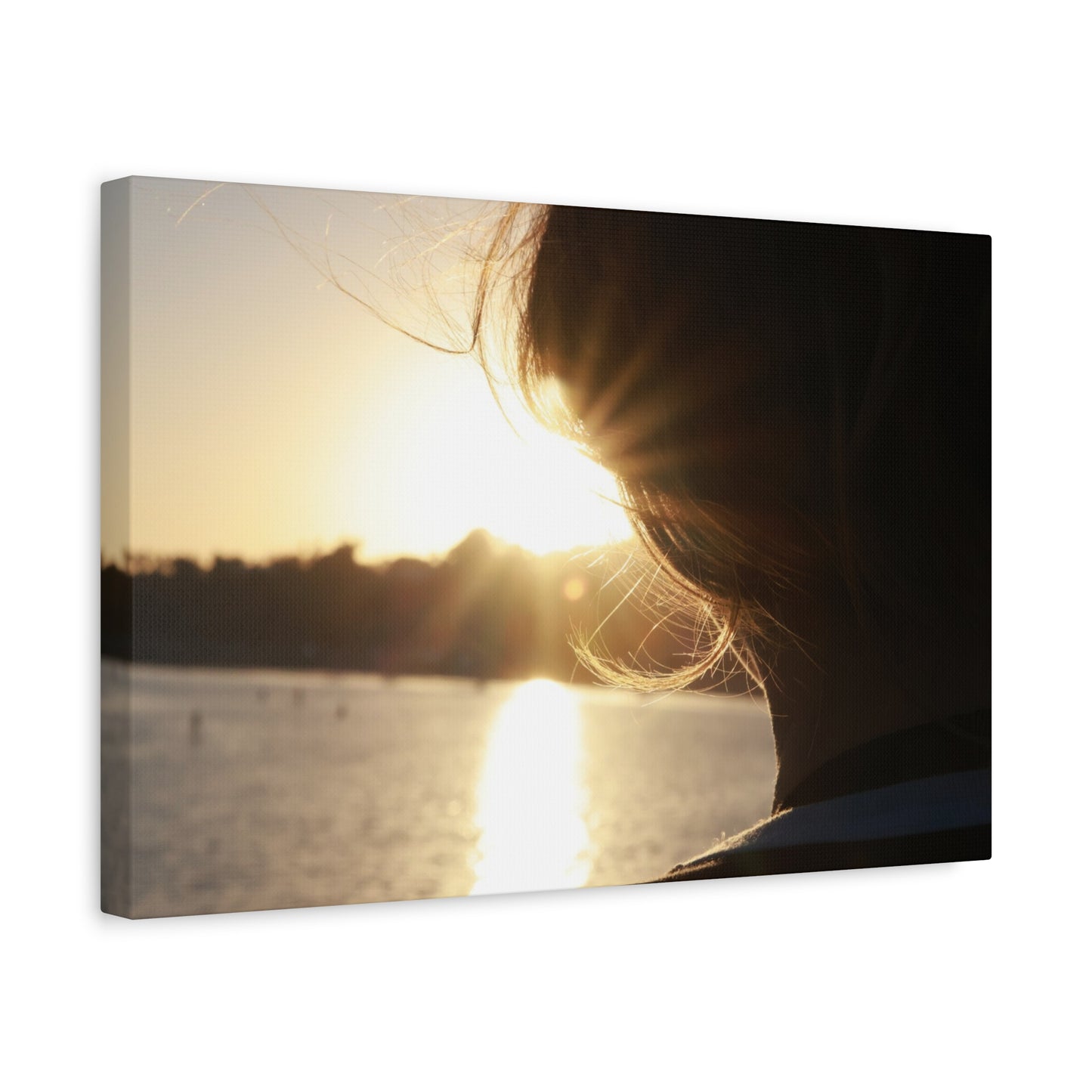Canvas Print Women Silhouette Sunset Flare