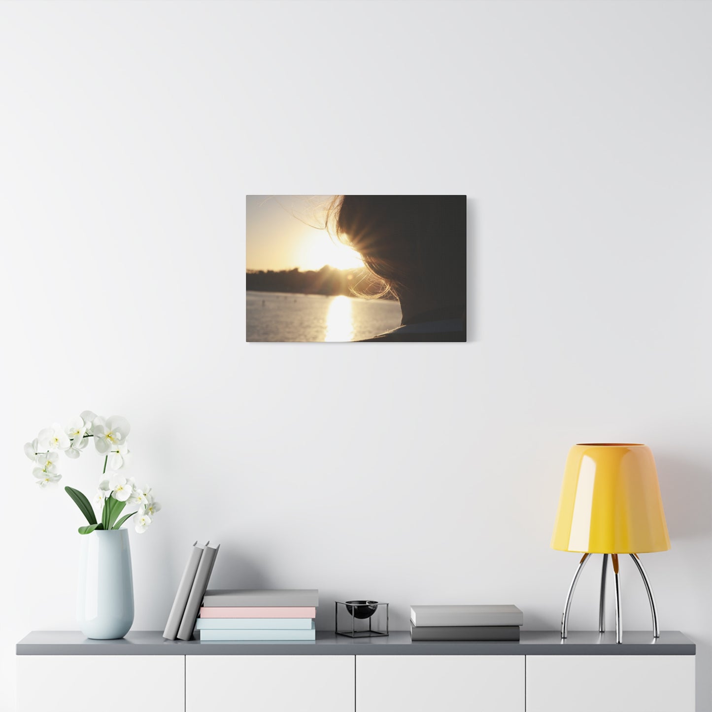 Canvas Print Women Silhouette Sunset Flare