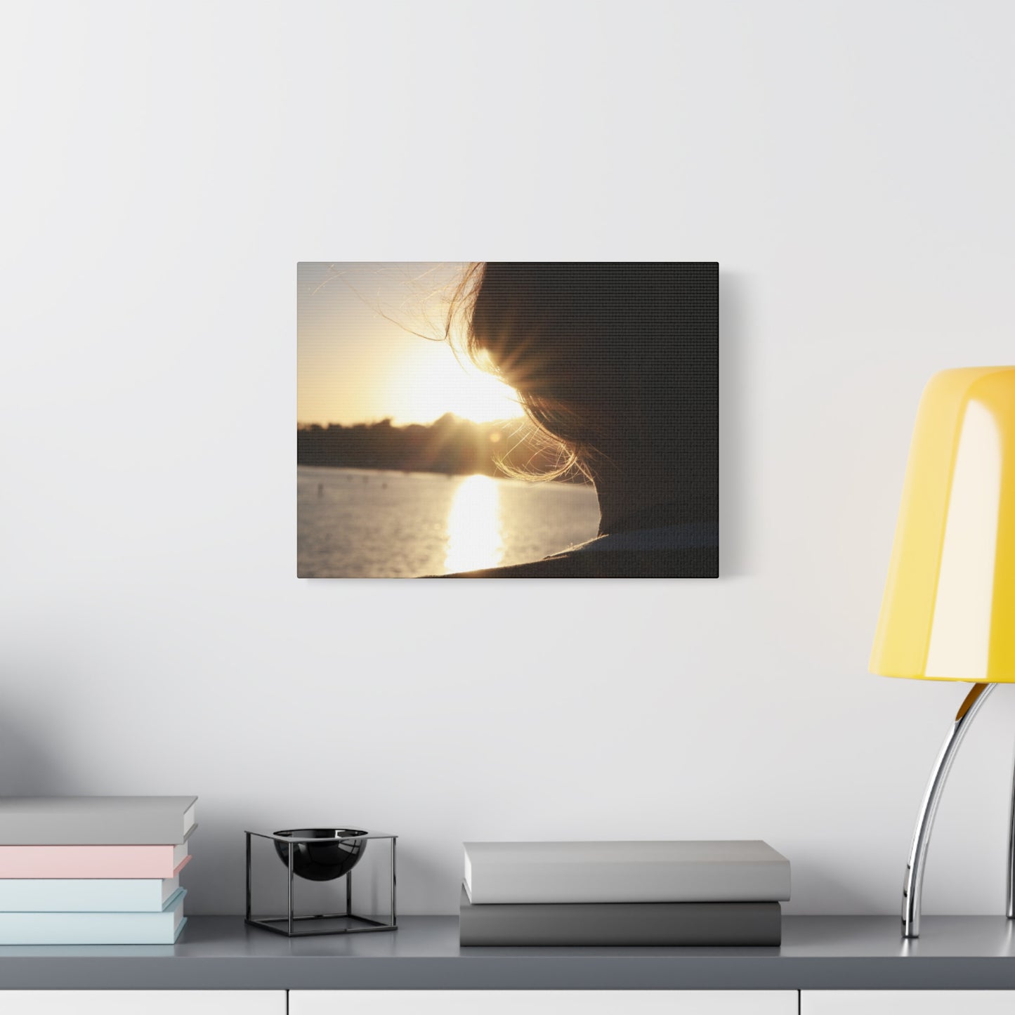 Canvas Print Women Silhouette Sunset Flare