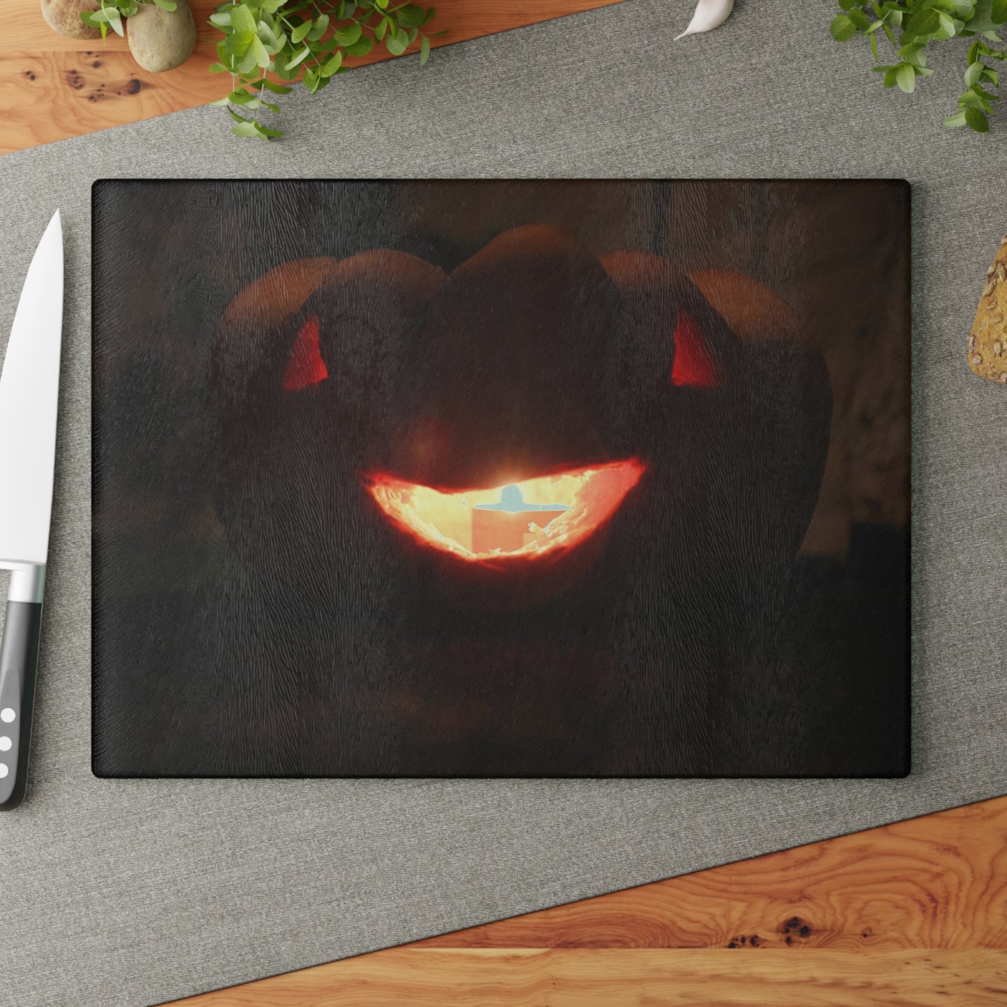 Joyous Jack-O-Lantern Glass Cutting Board