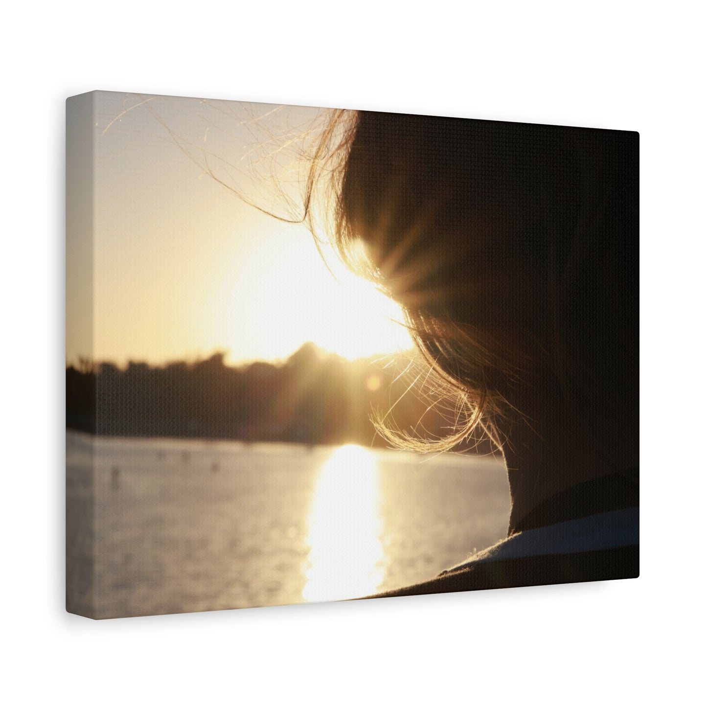 Canvas Print Women Silhouette Sunset Flare