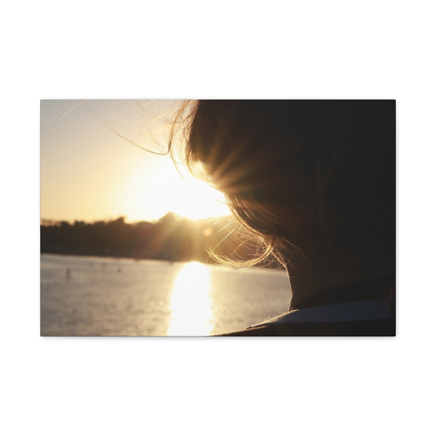 Canvas Print Women Silhouette Sunset Flare