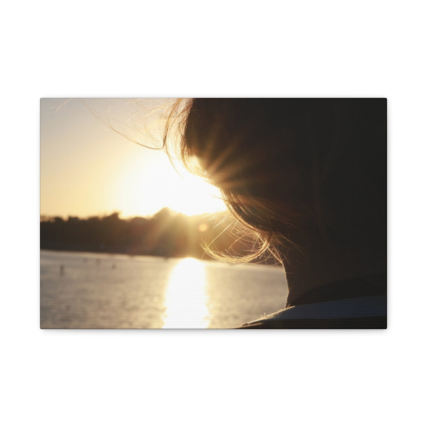 Canvas Print Women Silhouette Sunset Flare