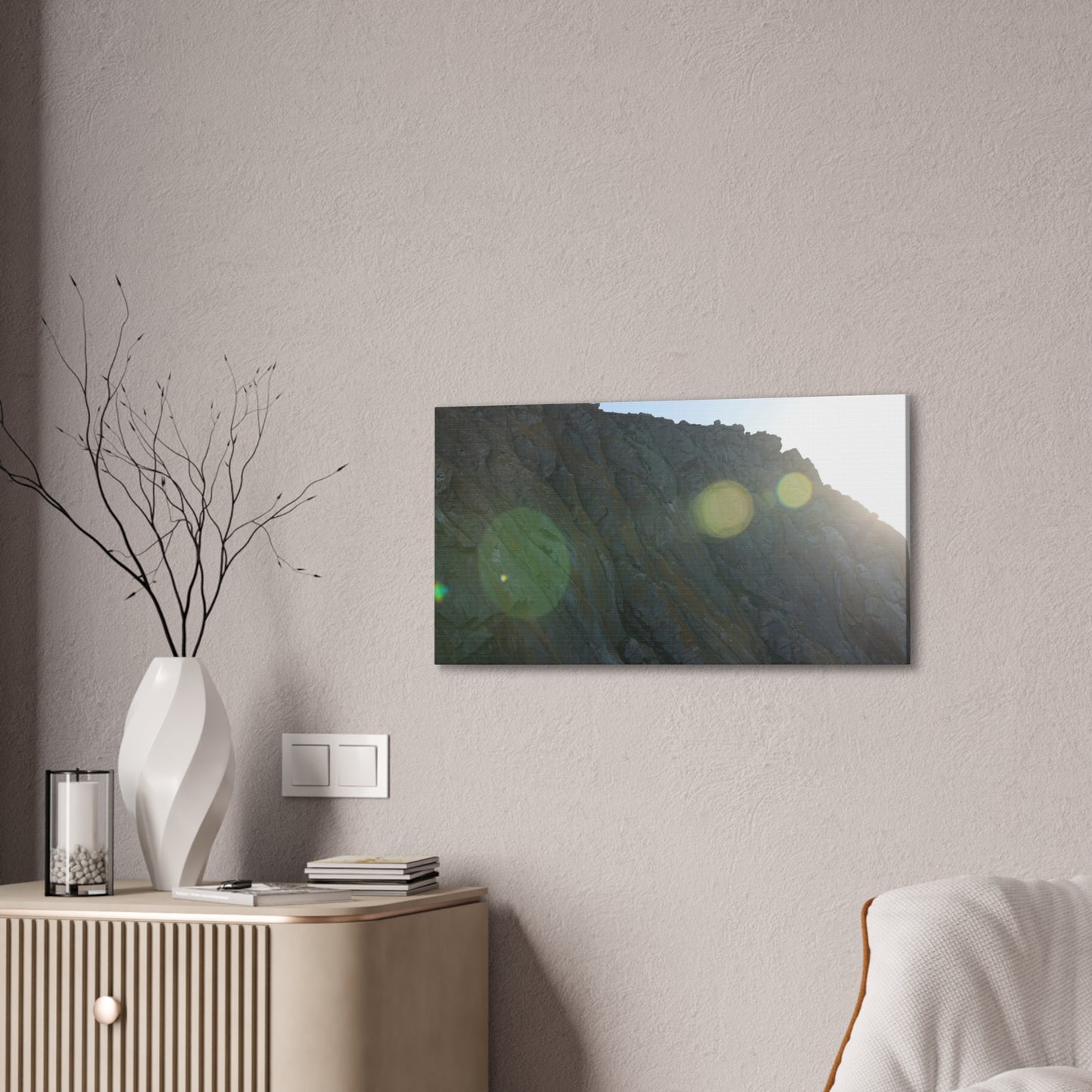 Morro Rock Sun Flare Wall Art Canvas