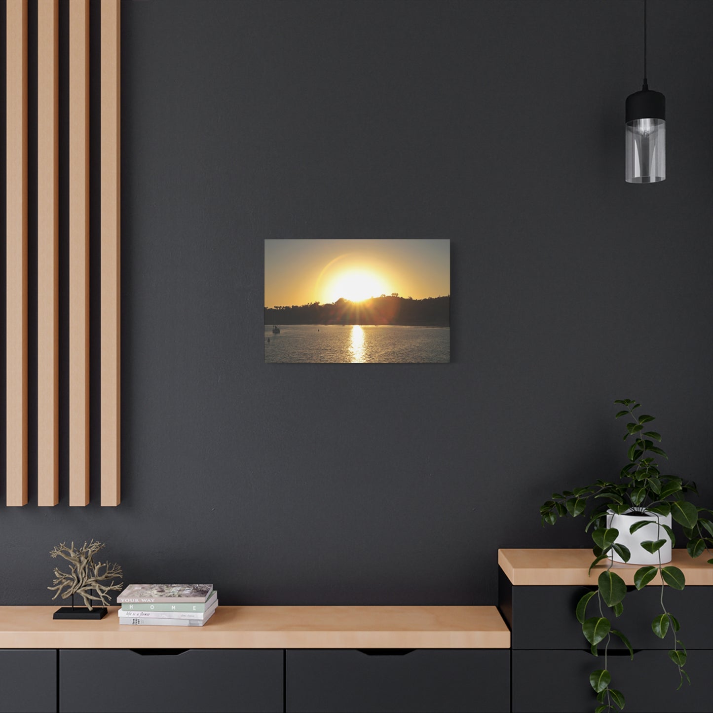 Santa Barbra Sunset Circle Wall Art Canvas