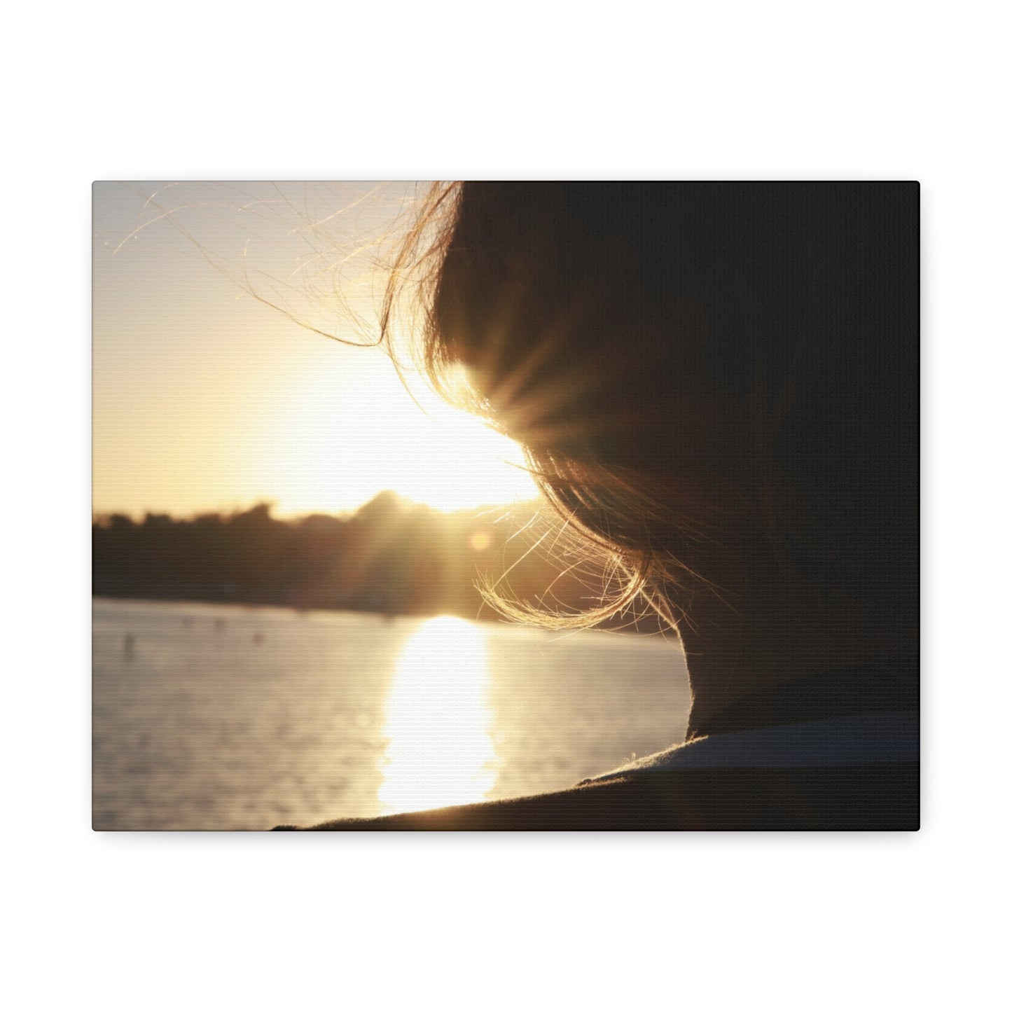 Canvas Print Women Silhouette Sunset Flare