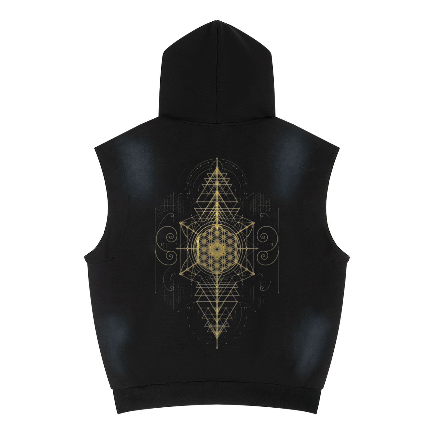 Galactic Vintage Fade Sacred Geometry Sleeveless Hoodie