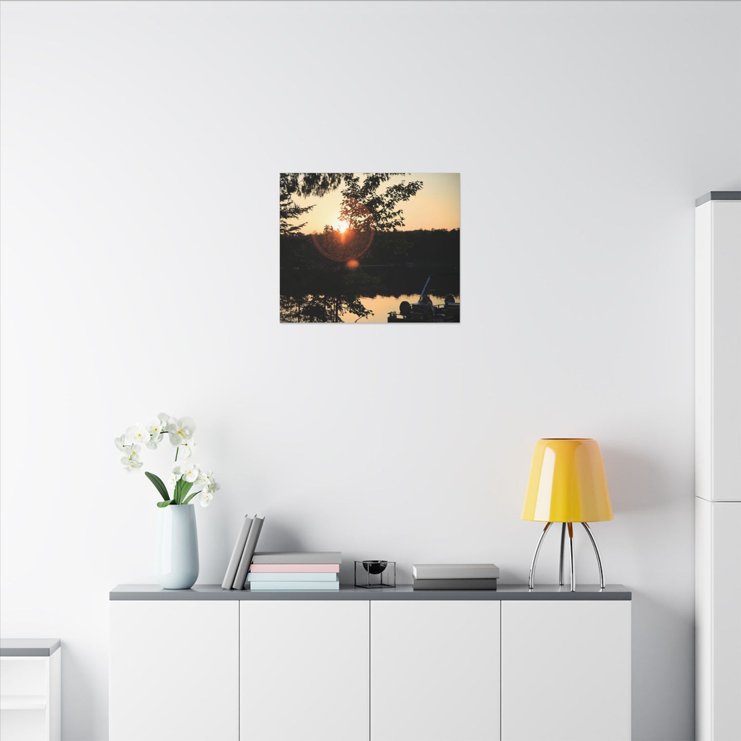 Northwoods Halo Cabin Lake Wall Art Canvas