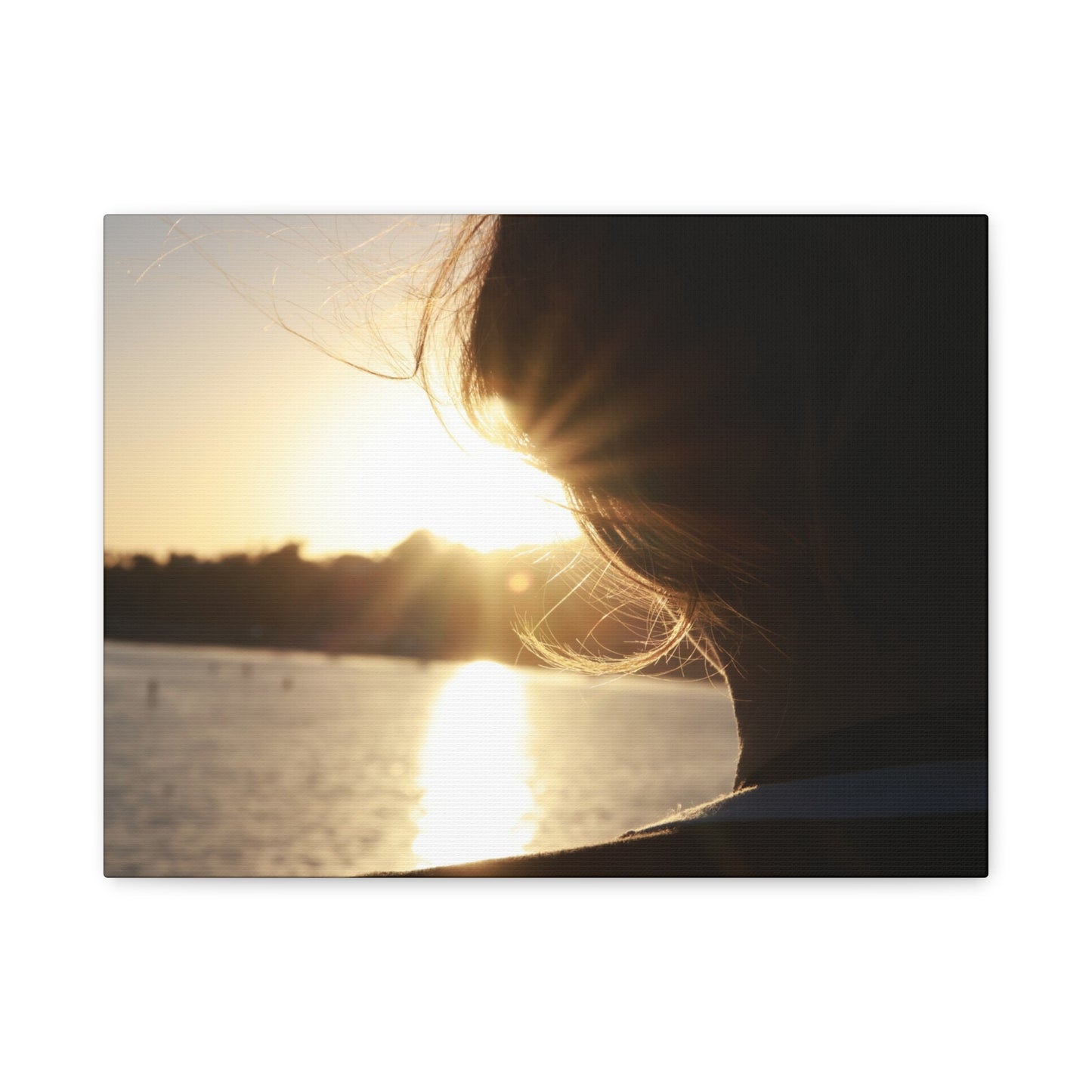 Canvas Print Women Silhouette Sunset Flare