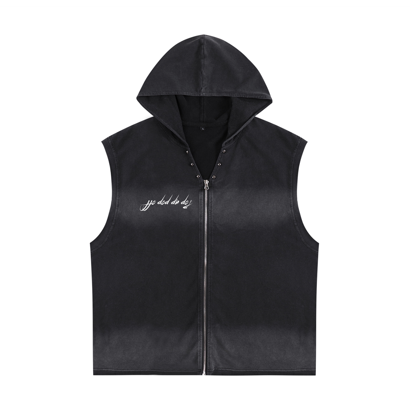 Pop Up Pop Off Vintage Washed Zip-Up Hooded Tank Top