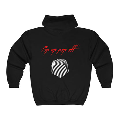 Pop Up Pop Off Signature Full Zip Hooded Sweatshirt - Red, White & Black