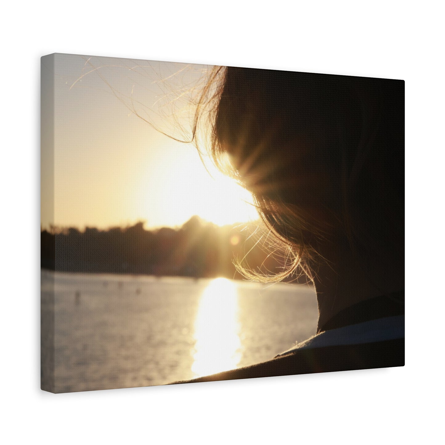 Women Silhouette Sunset Flare Wall Art Canvas