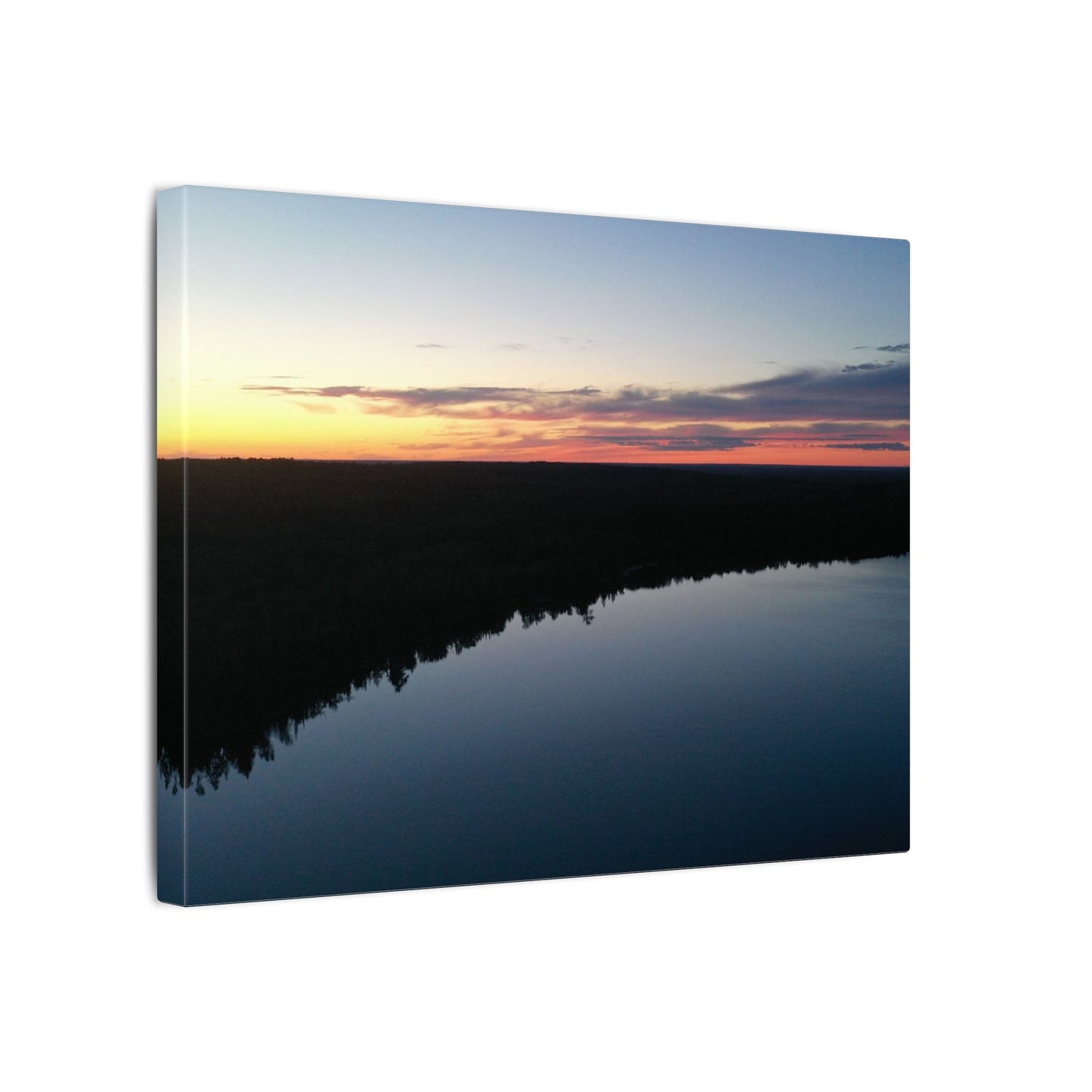 Willow Lake Sunset Ariel Wall Art Canvas