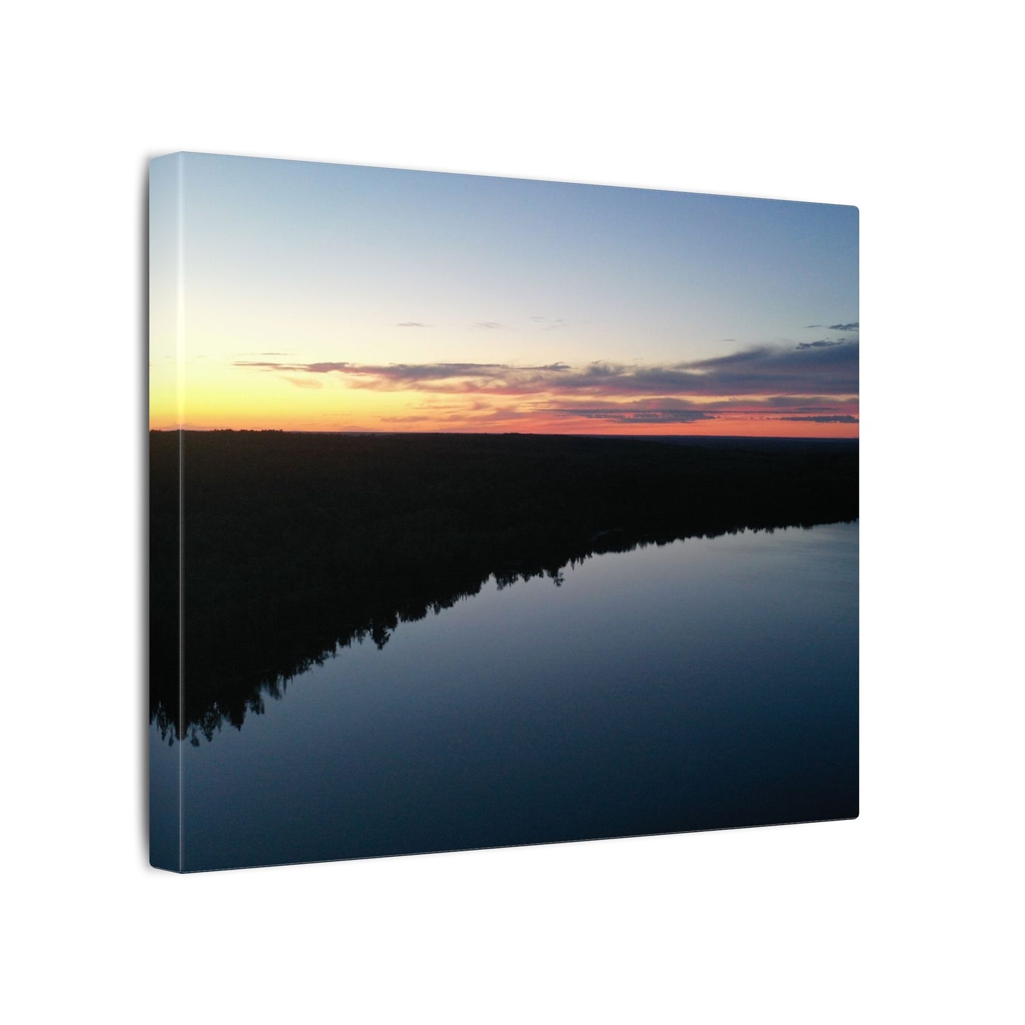 Willow Lake Sunset Ariel Wall Art Canvas