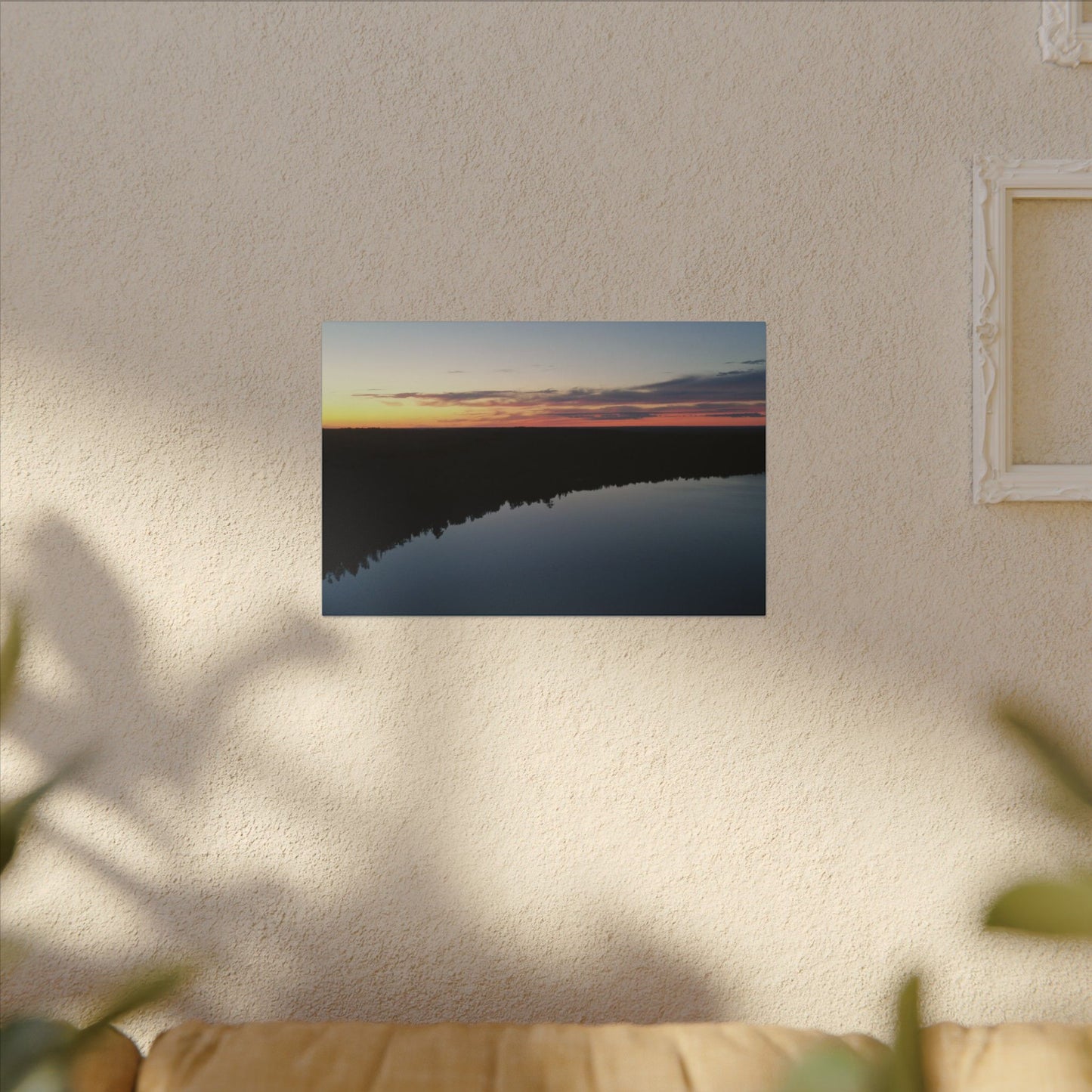 Willow Lake Sunset Ariel Wall Art Canvas