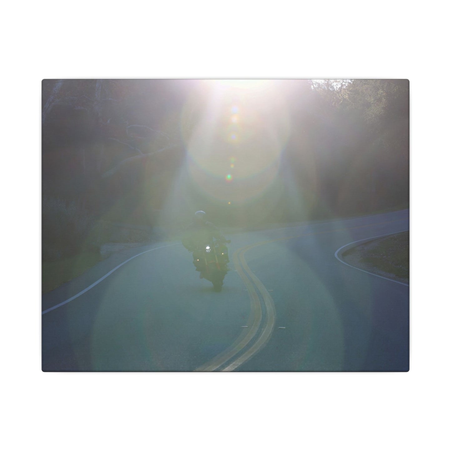 Sunlit Motorcycle Road Wall Art Canvas