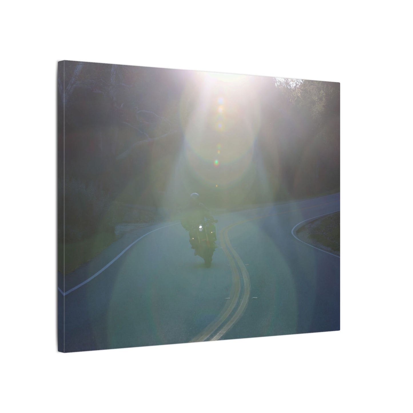 Sunlit Motorcycle Road Wall Art Canvas
