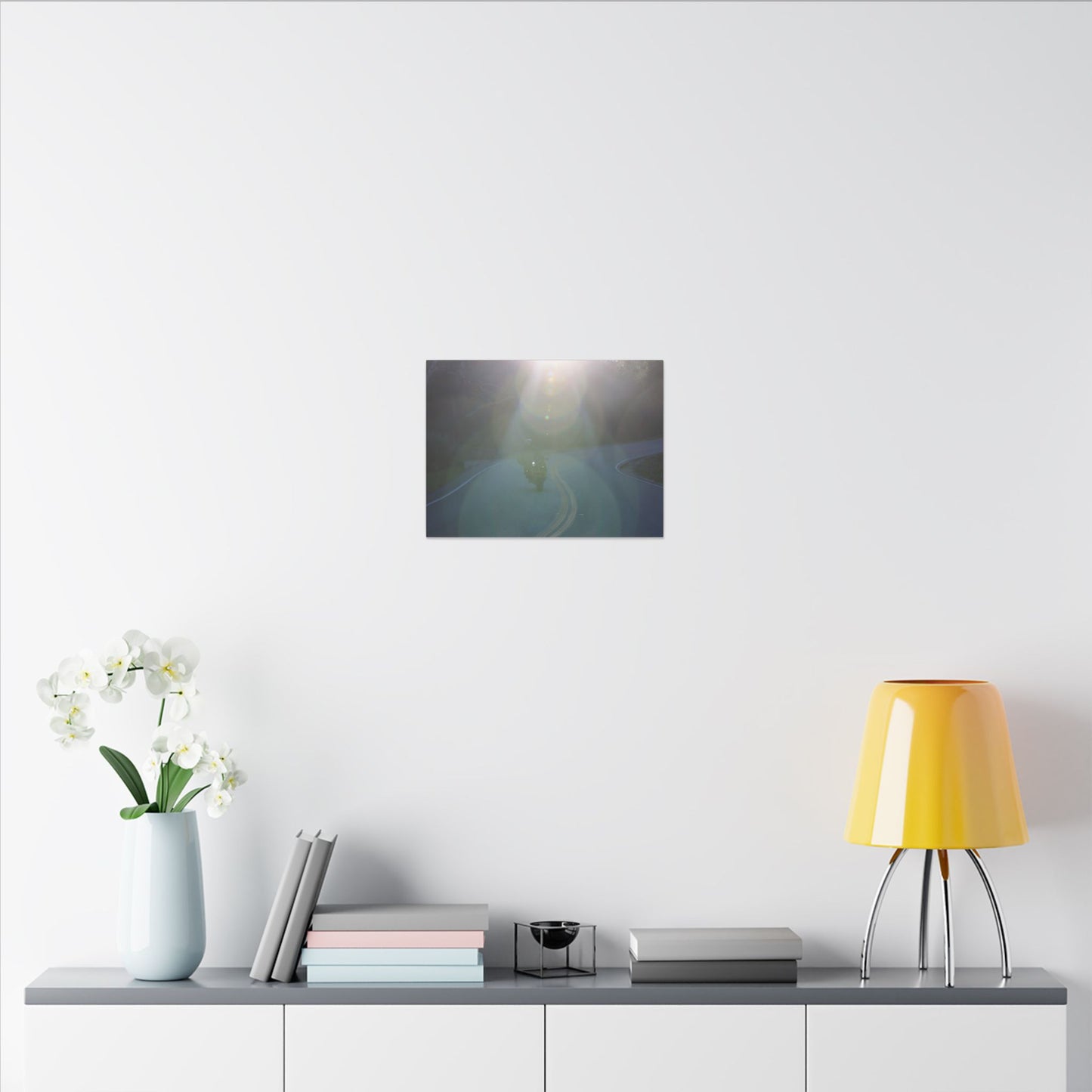 Sunlit Motorcycle Road Wall Art Canvas