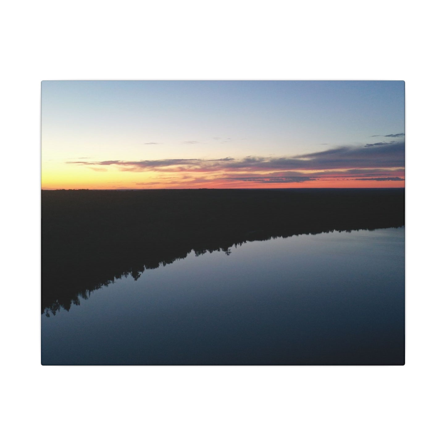 Willow Lake Sunset Ariel Wall Art Canvas