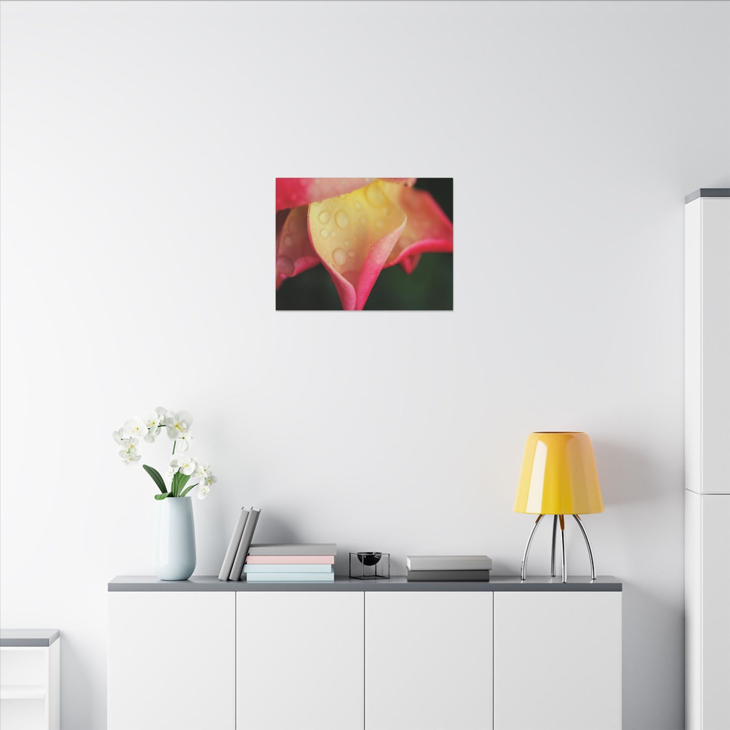 Delicate Rain Rose Wall Art Canvas
