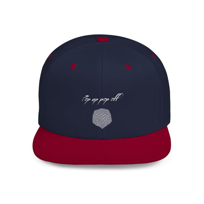 Pop Up Pop Off Embroidered Flat Bill Snapback