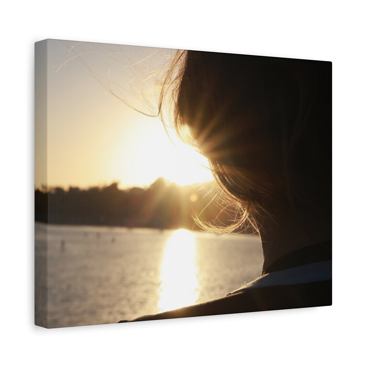 Women Silhouette Sunset Flare Wall Art Canvas