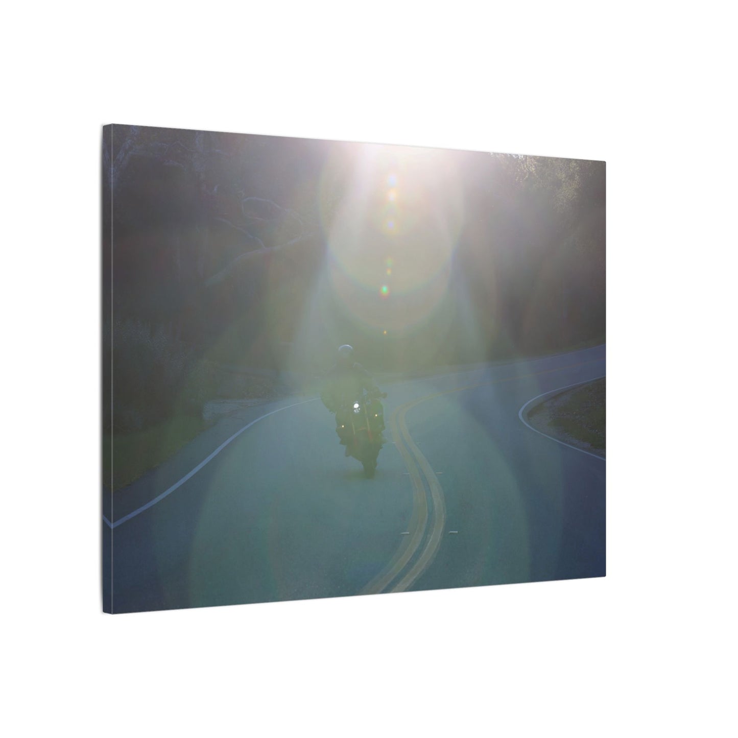 Sunlit Motorcycle Road Wall Art Canvas