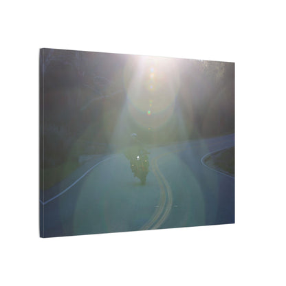 Sunlit Motorcycle Road Wall Art Canvas