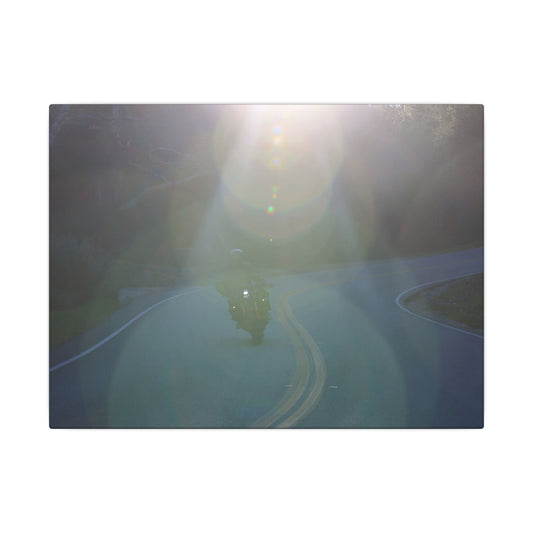 Sunlit Motorcycle Road Wall Art Canvas
