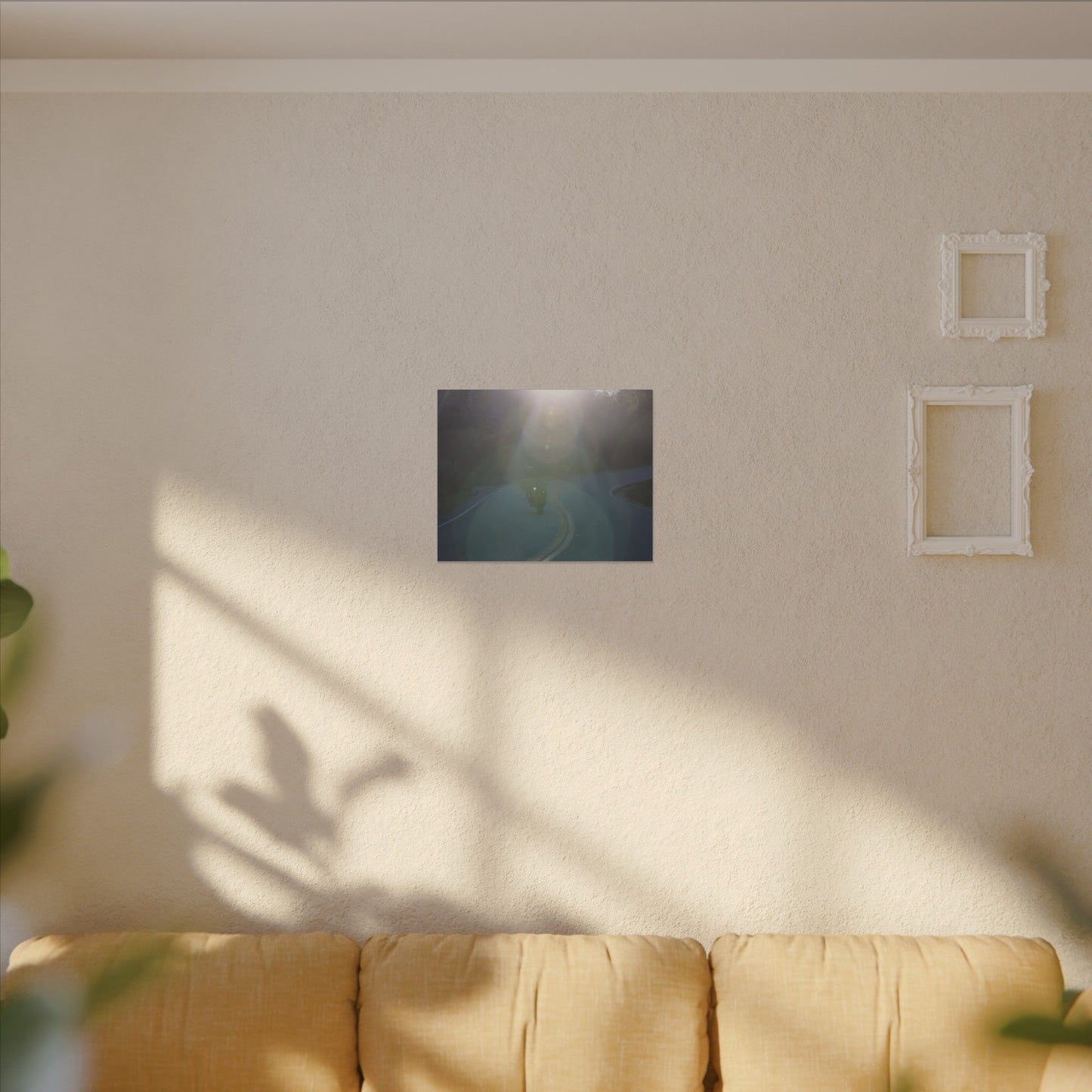 Sunlit Motorcycle Road Wall Art Canvas
