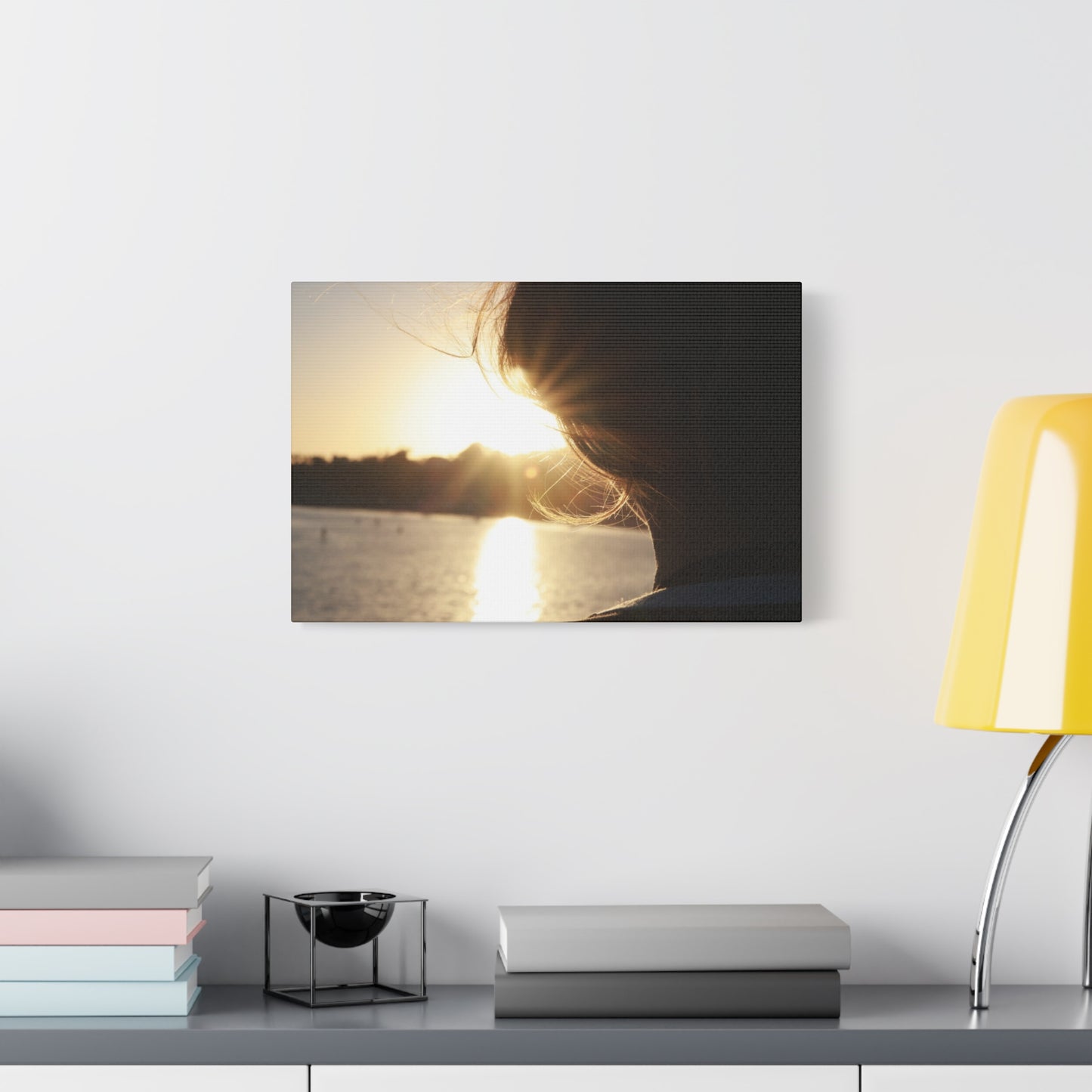 Women Silhouette Sunset Flare Wall Art Canvas