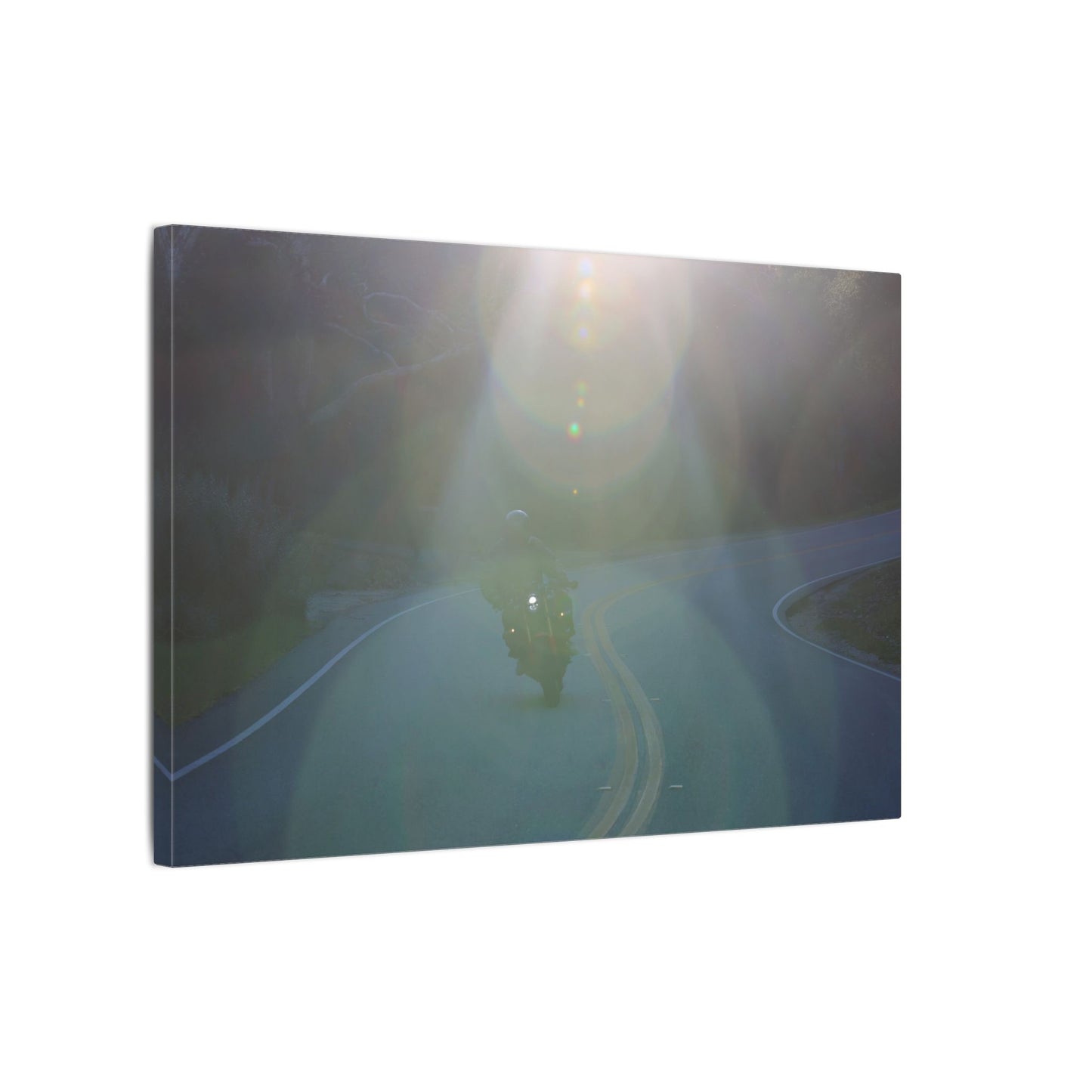 Sunlit Motorcycle Road Wall Art Canvas