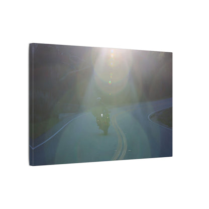 Sunlit Motorcycle Road Wall Art Canvas