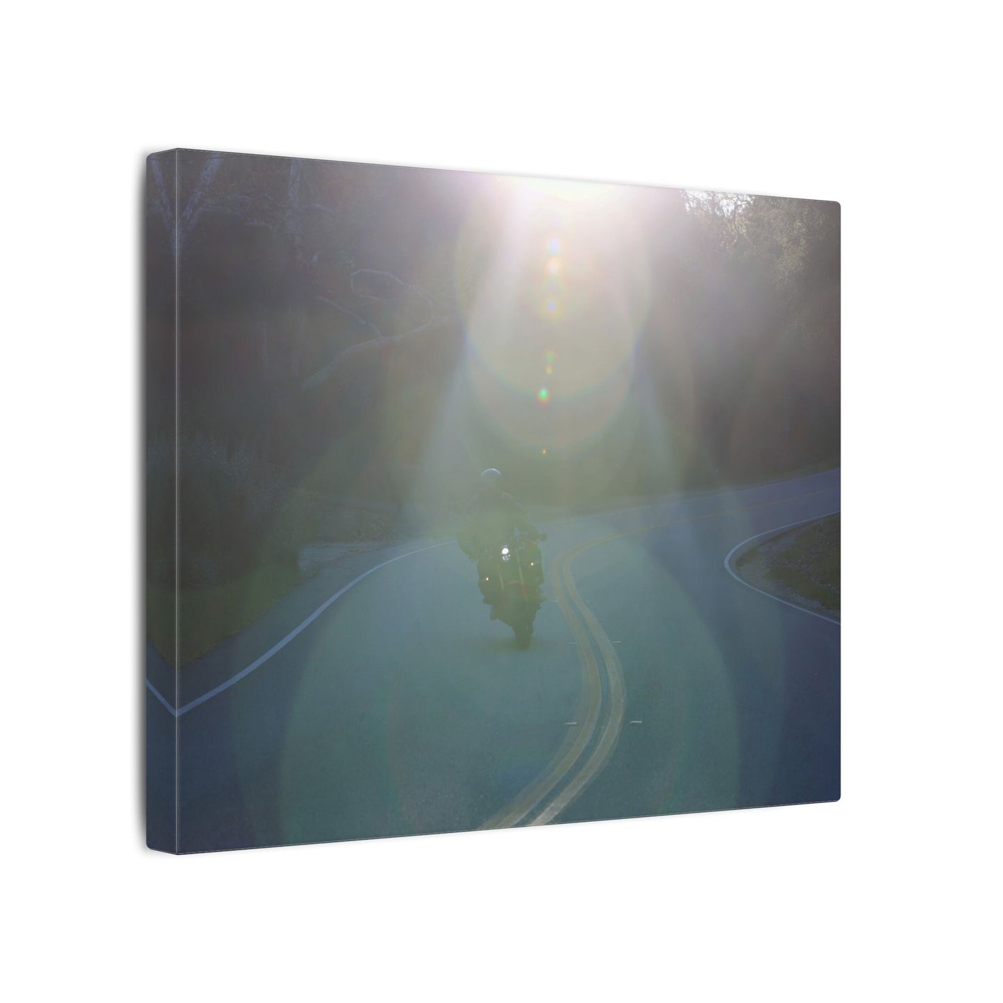 Sunlit Motorcycle Road Wall Art Canvas