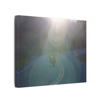 Sunlit Motorcycle Road Wall Art Canvas
