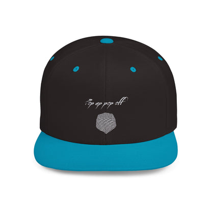 Pop Up Pop Off Embroidered Flat Bill Snapback