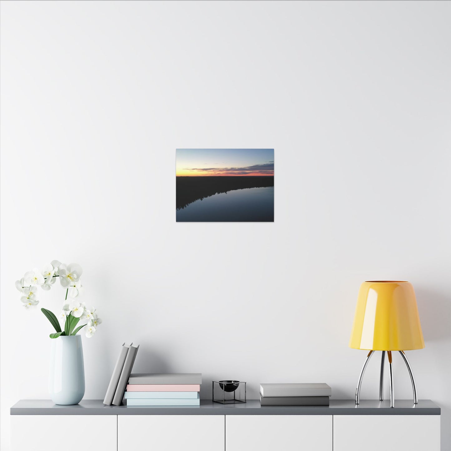 Willow Lake Sunset Ariel Wall Art Canvas