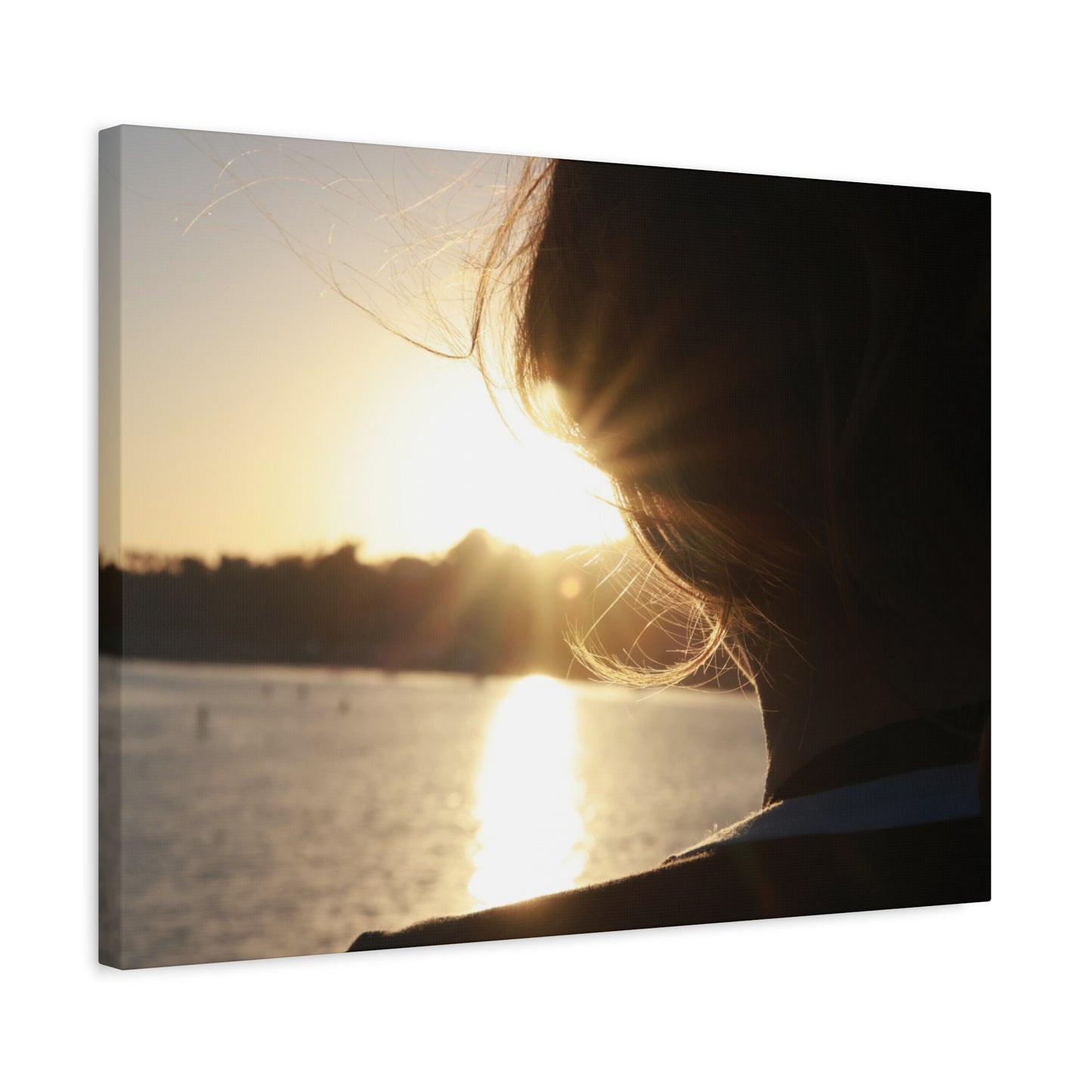 Women Silhouette Sunset Flare Wall Art Canvas