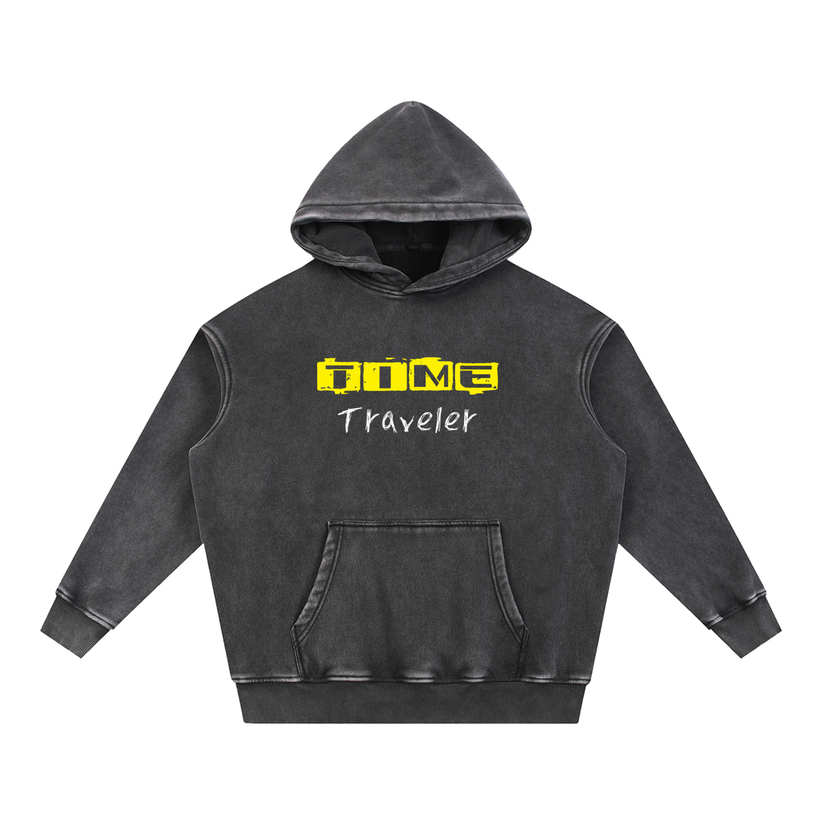 Time Traveler Sacred Geometry Snow Wash Fleece Oversize Hoodie