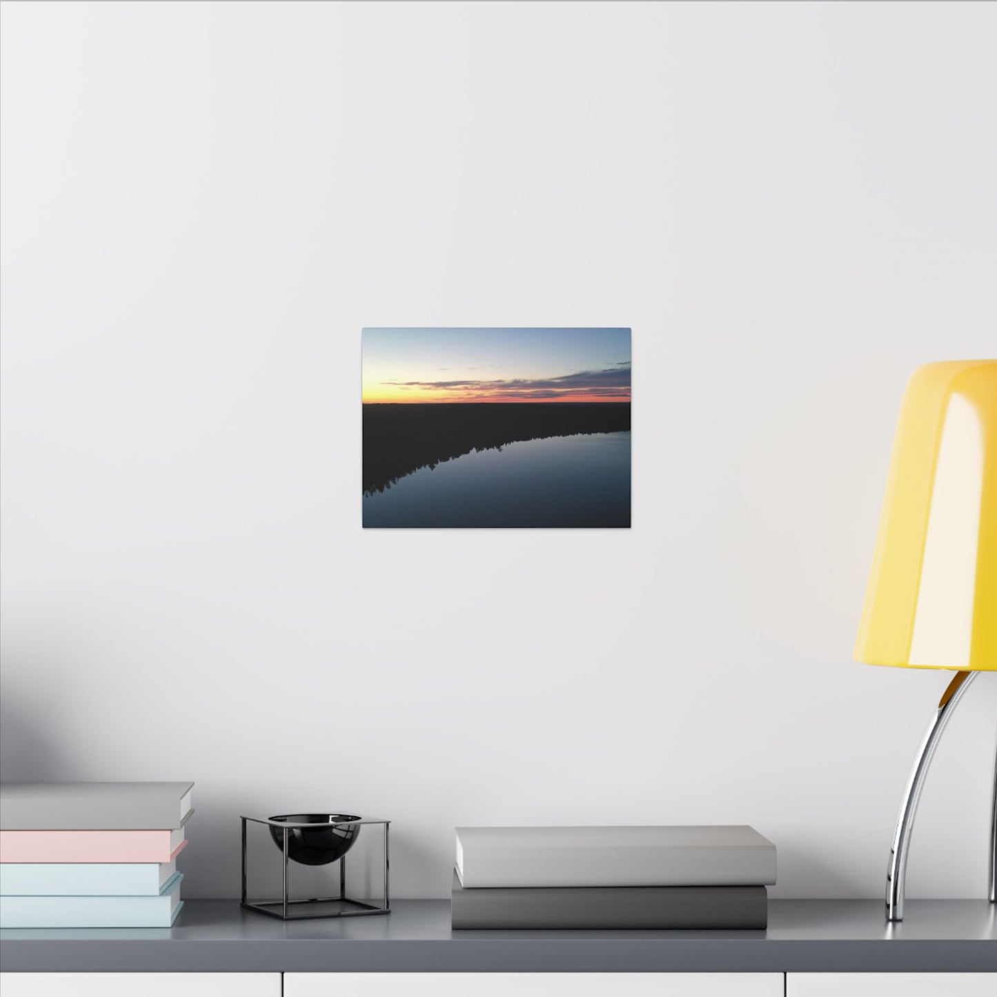 Willow Lake Sunset Ariel Wall Art Canvas