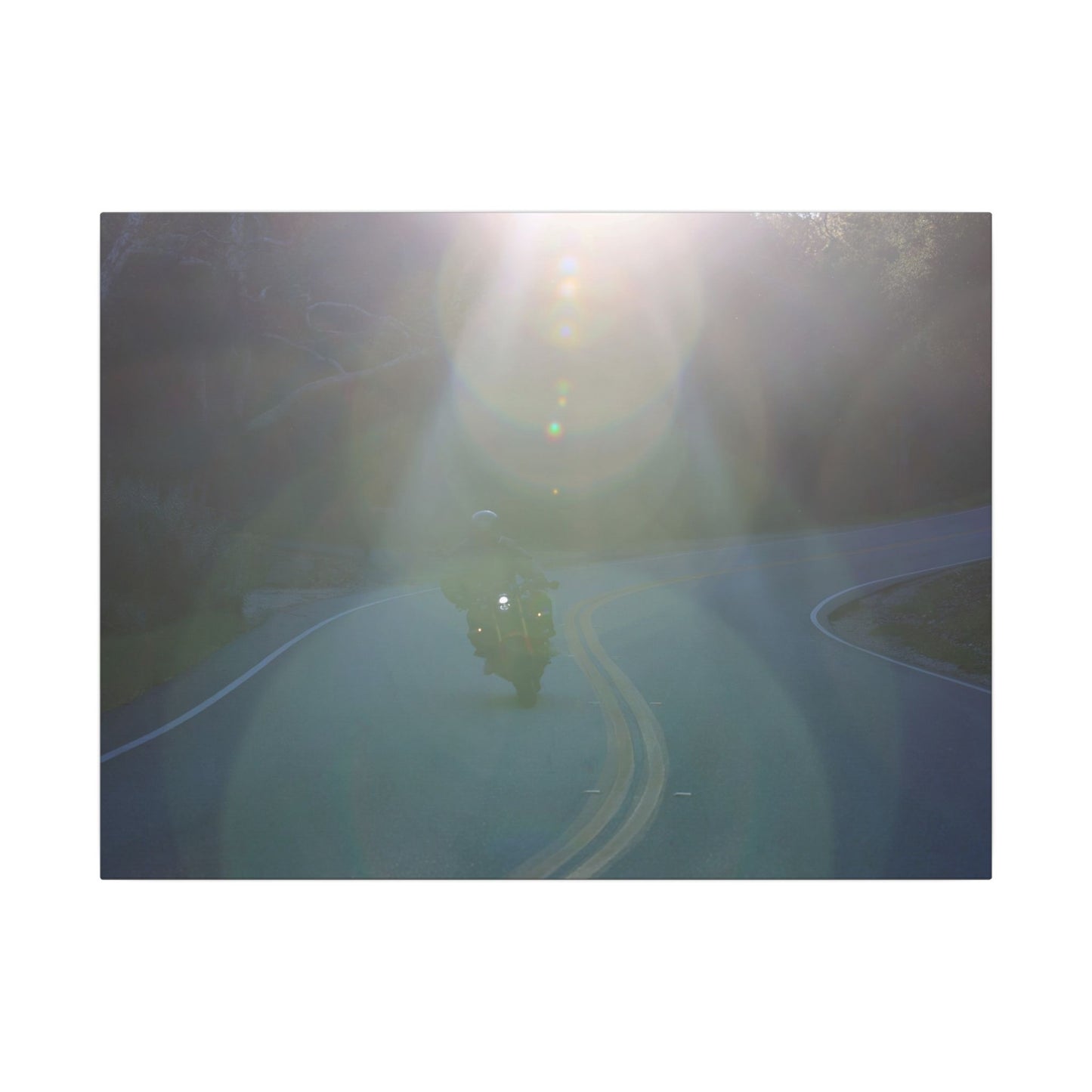 Sunlit Motorcycle Road Wall Art Canvas