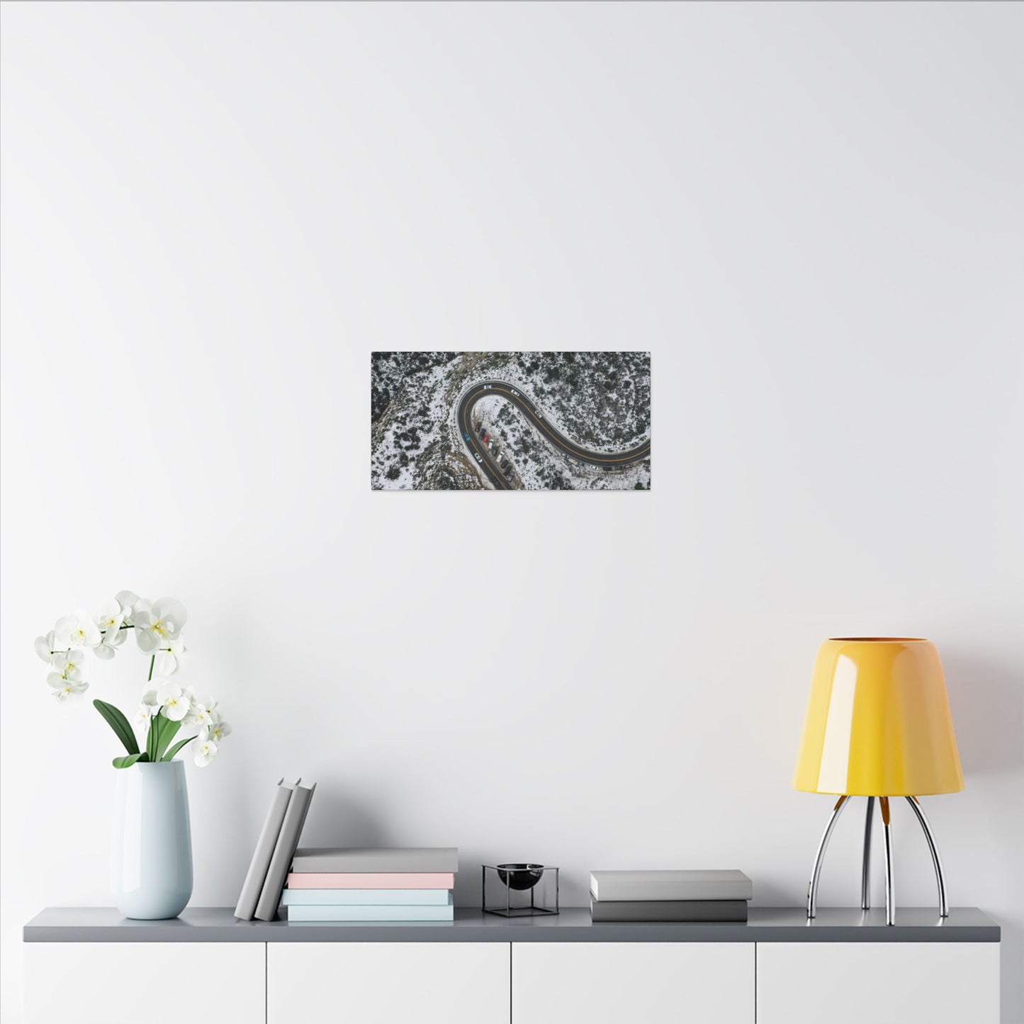 Mountain Winter Road Wall Art Canvas