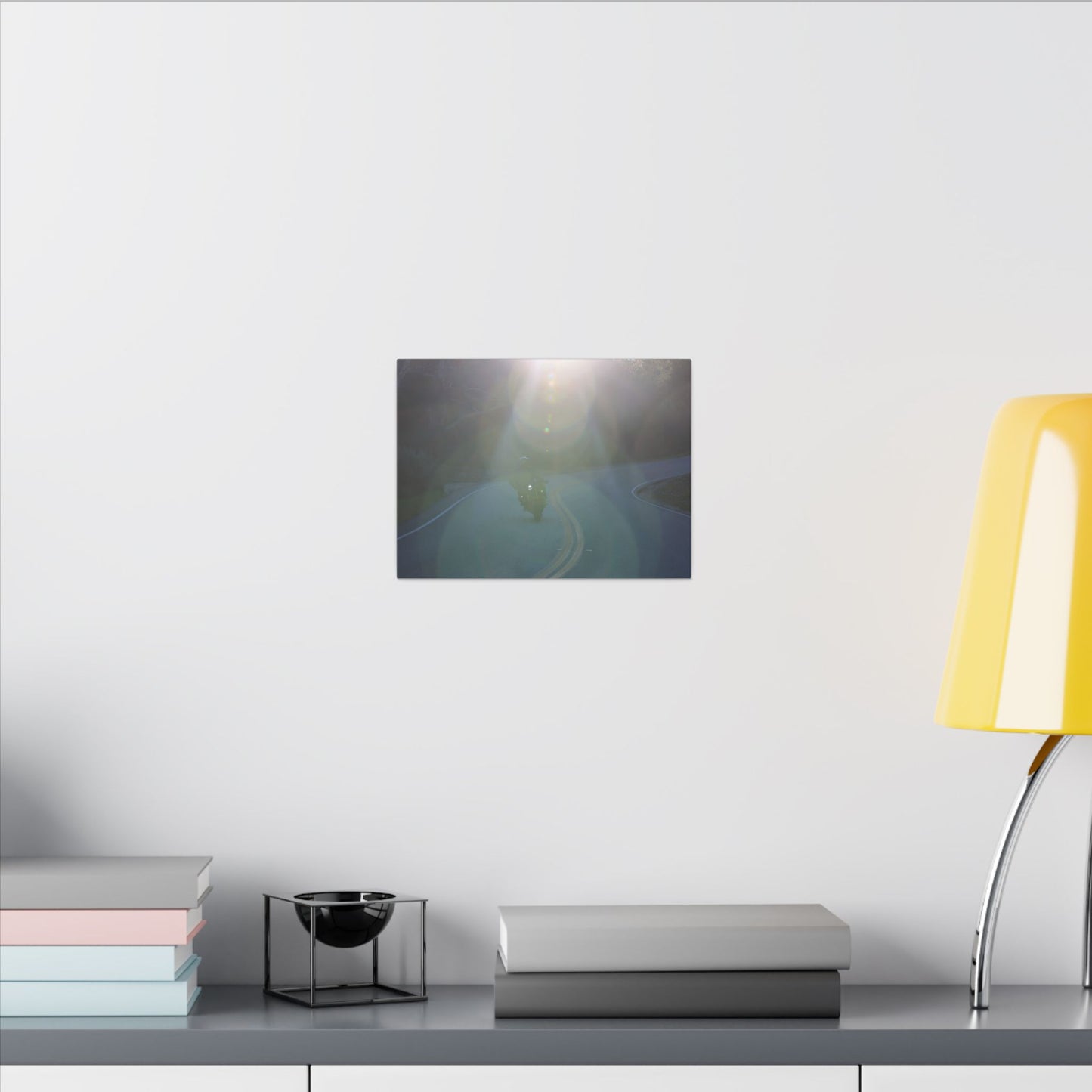 Sunlit Motorcycle Road Wall Art Canvas