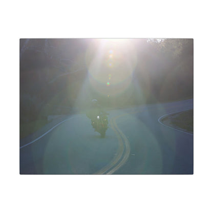 Sunlit Motorcycle Road Wall Art Canvas